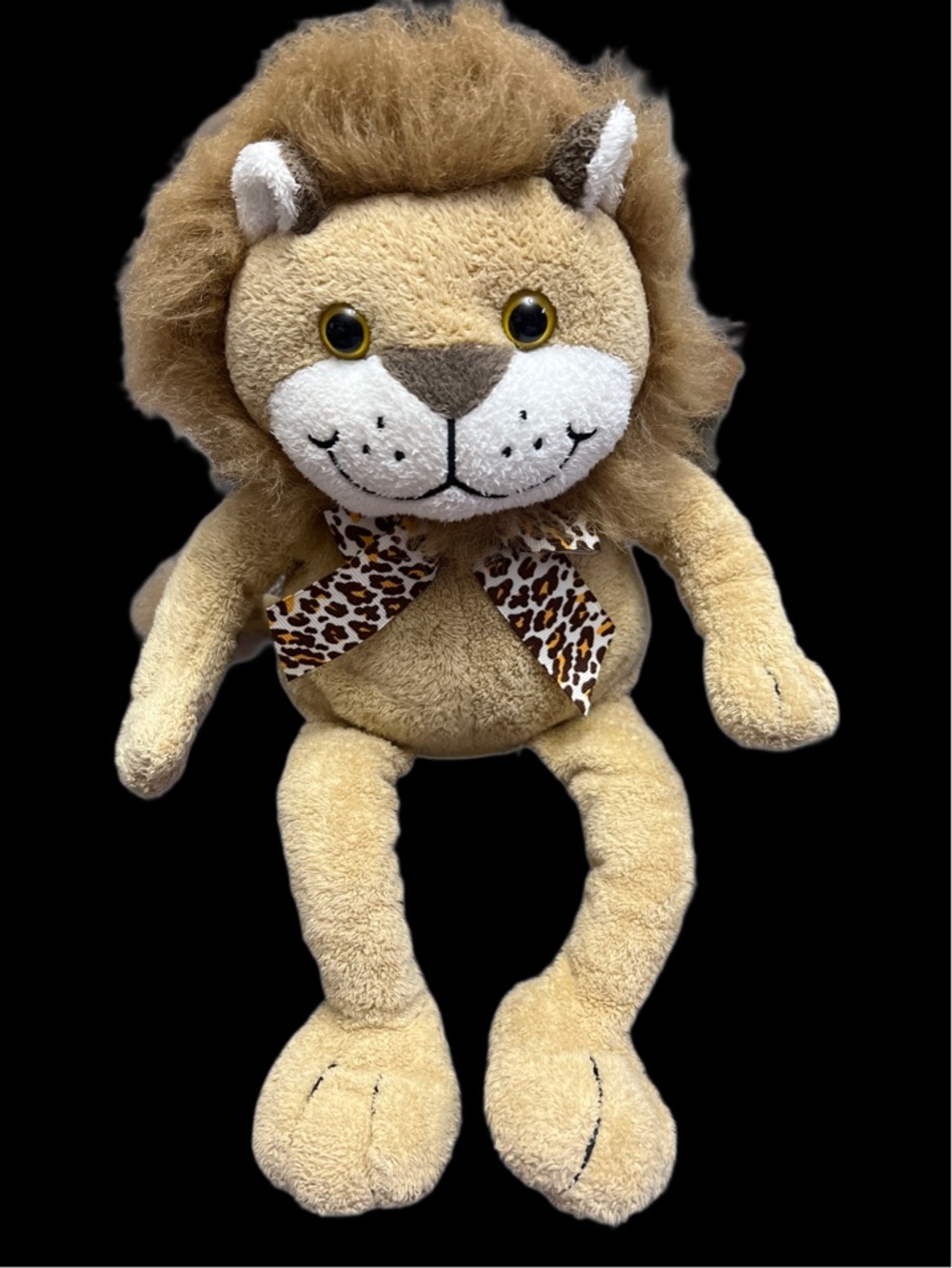 Vintage Animal Alley Lion Tan Brown 13" Plush Stuffed Leopard Bow Toys R Us